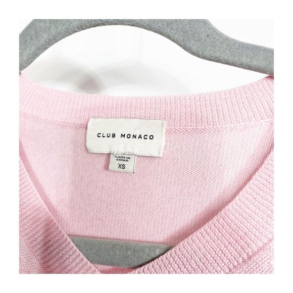 Club Monaco Sweater 100% Wool V Neck Pink Pullover Knit Womens XS - Picture 6 of 6